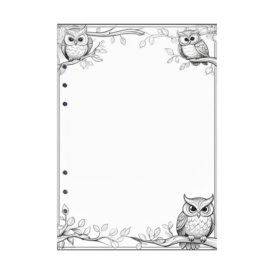 DIN A5 Ringbucheinlagen 6-fach Lochung mit Motiv | Bild Eule 2