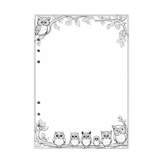DIN A5 Ringbucheinlagen 6-fach Lochung mit Motiv | Bild Eule 2