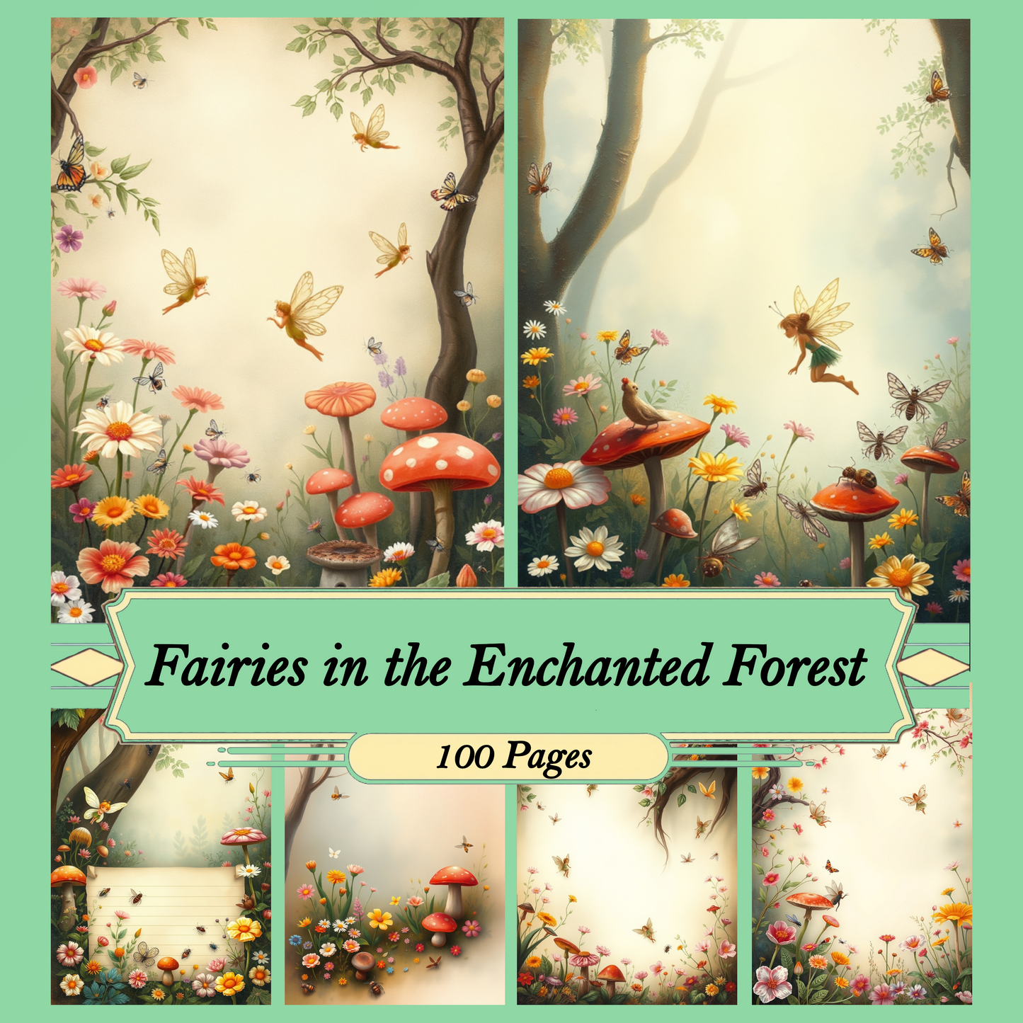 Fairies in the Enchanted Forest | Digital Download | 100 Bilder | Scrapbook | A4
