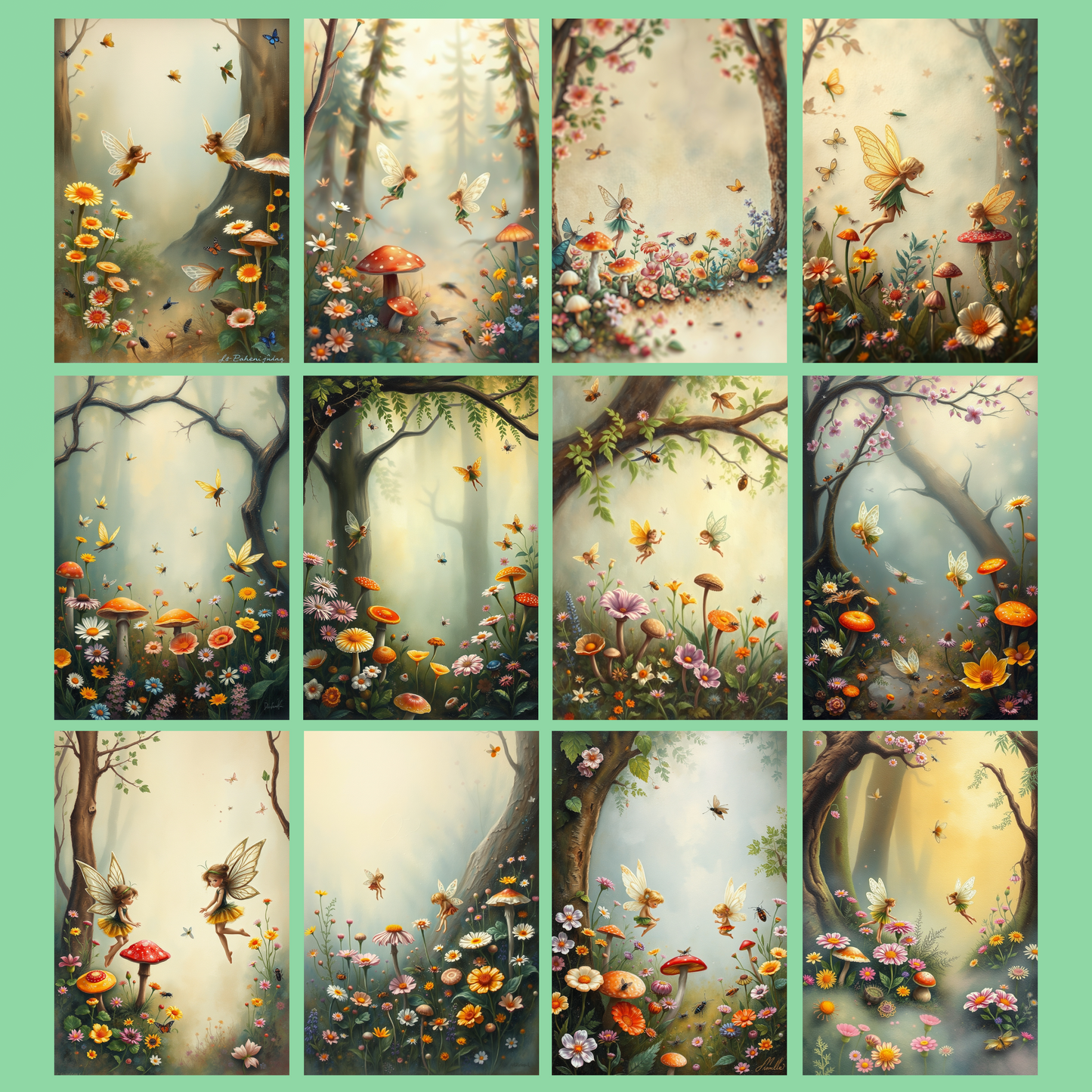 Fairies in the Enchanted Forest | Digital Download | 100 Bilder | Scrapbook | A4