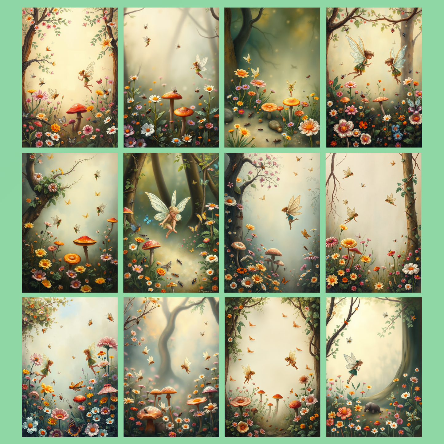 Fairies in the Enchanted Forest | Digital Download | 100 Bilder | Scrapbook | A4