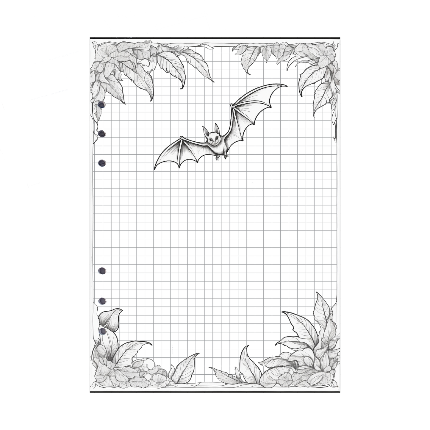 DIN A5 Ringbucheinlagen 6-fach Lochung mit Motiv | Bild Fledermaus 1