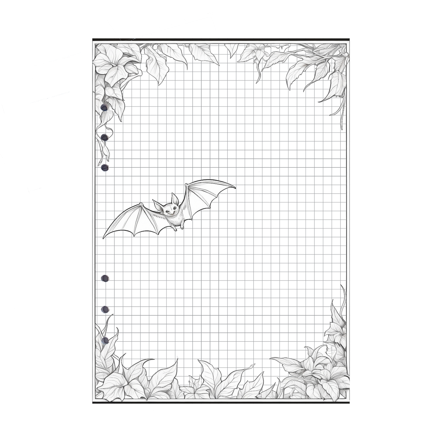 DIN A5 Ringbucheinlagen 6-fach Lochung mit Motiv | Bild Fledermaus 2