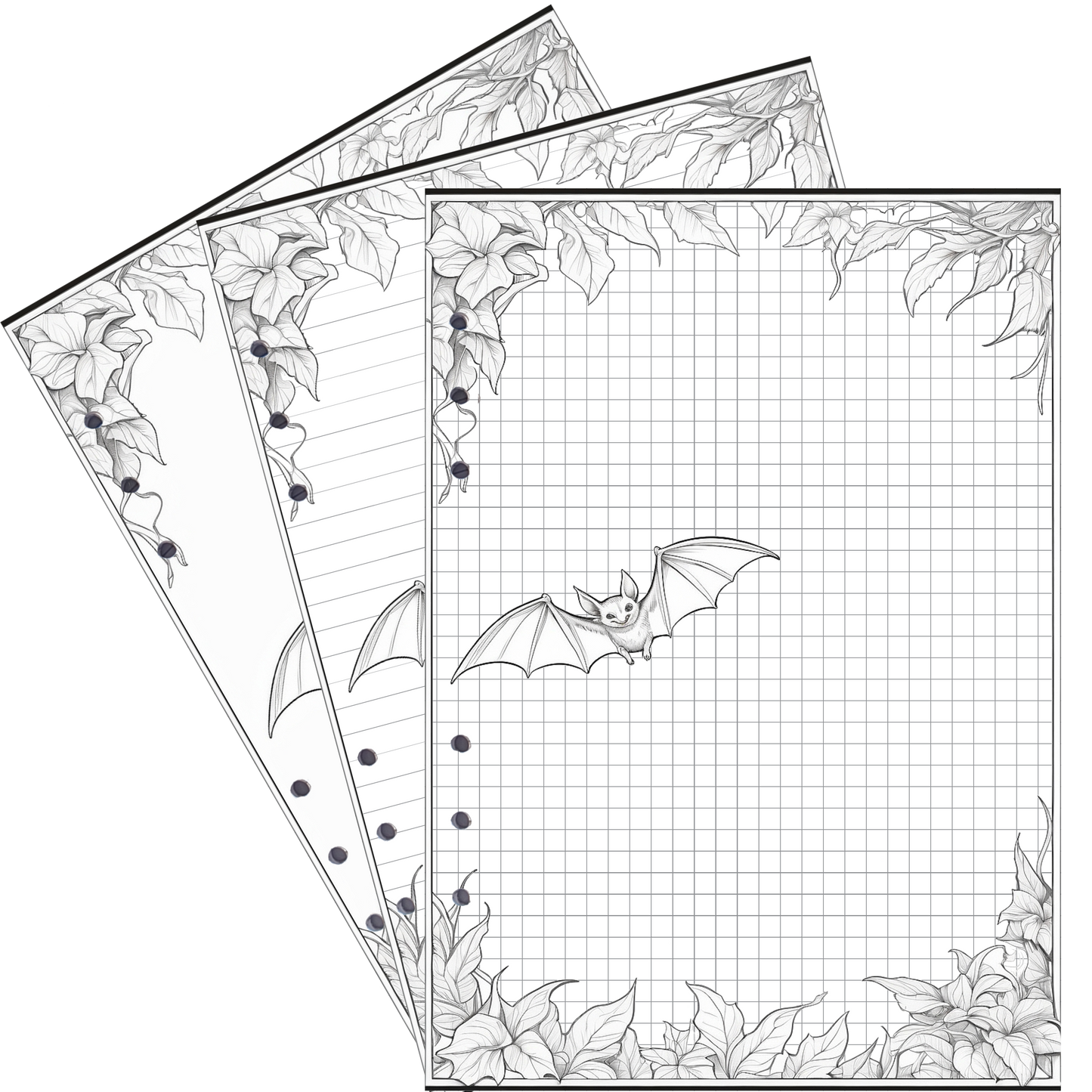 DIN A5 Ringbucheinlagen 6-fach Lochung mit Motiv | Bild Fledermaus 2