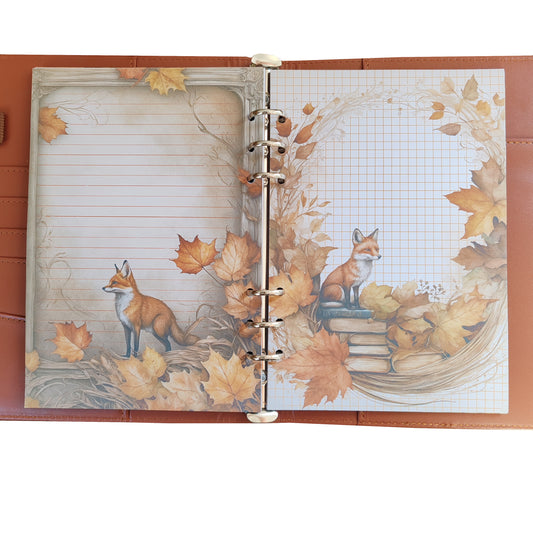 Autumn Breeze Ringbucheinlagen | Motiv-Inlays Fuchs | 50 Seiten | DIN A5/A6