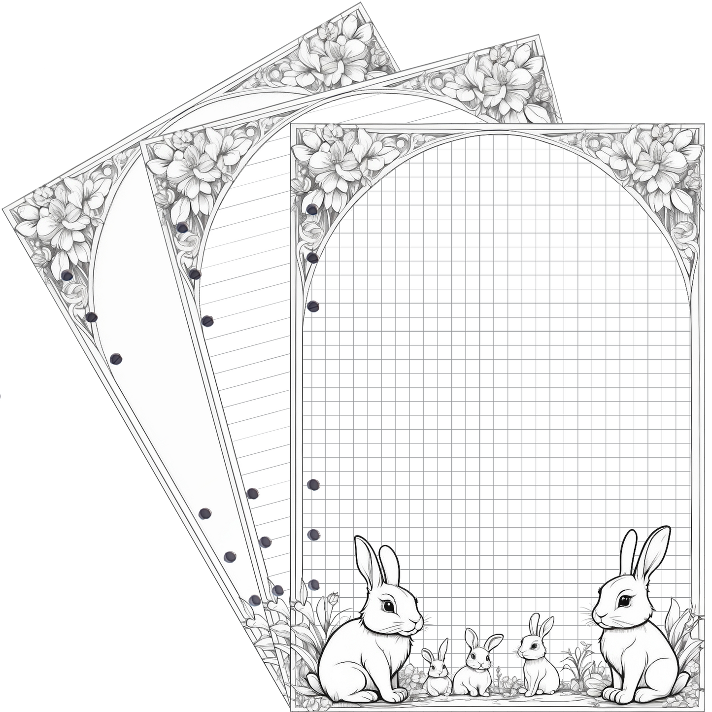DIN A5 Ringbucheinlagen 6-fach Lochung mit Motiv | Bild Hase 2