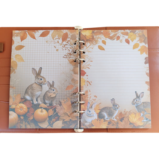 Autumn Breeze Ringbucheinlagen | Motiv-Inlays Hase | 50 Seiten | DIN A5/A6