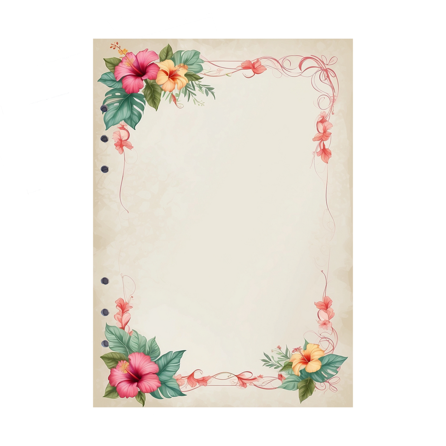 DIN A5 Ringbucheinlagen 6-fach Lochung mit Motiv | Bild Hibiskus 12