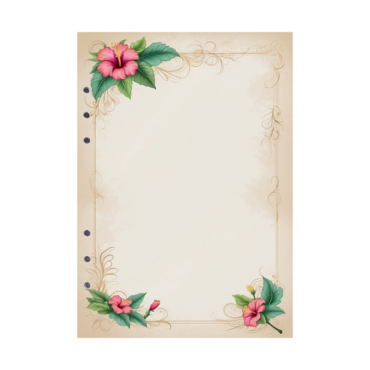 DIN A5 Ringbucheinlagen 6-fach Lochung mit Motiv | Bild Hibiskus 13