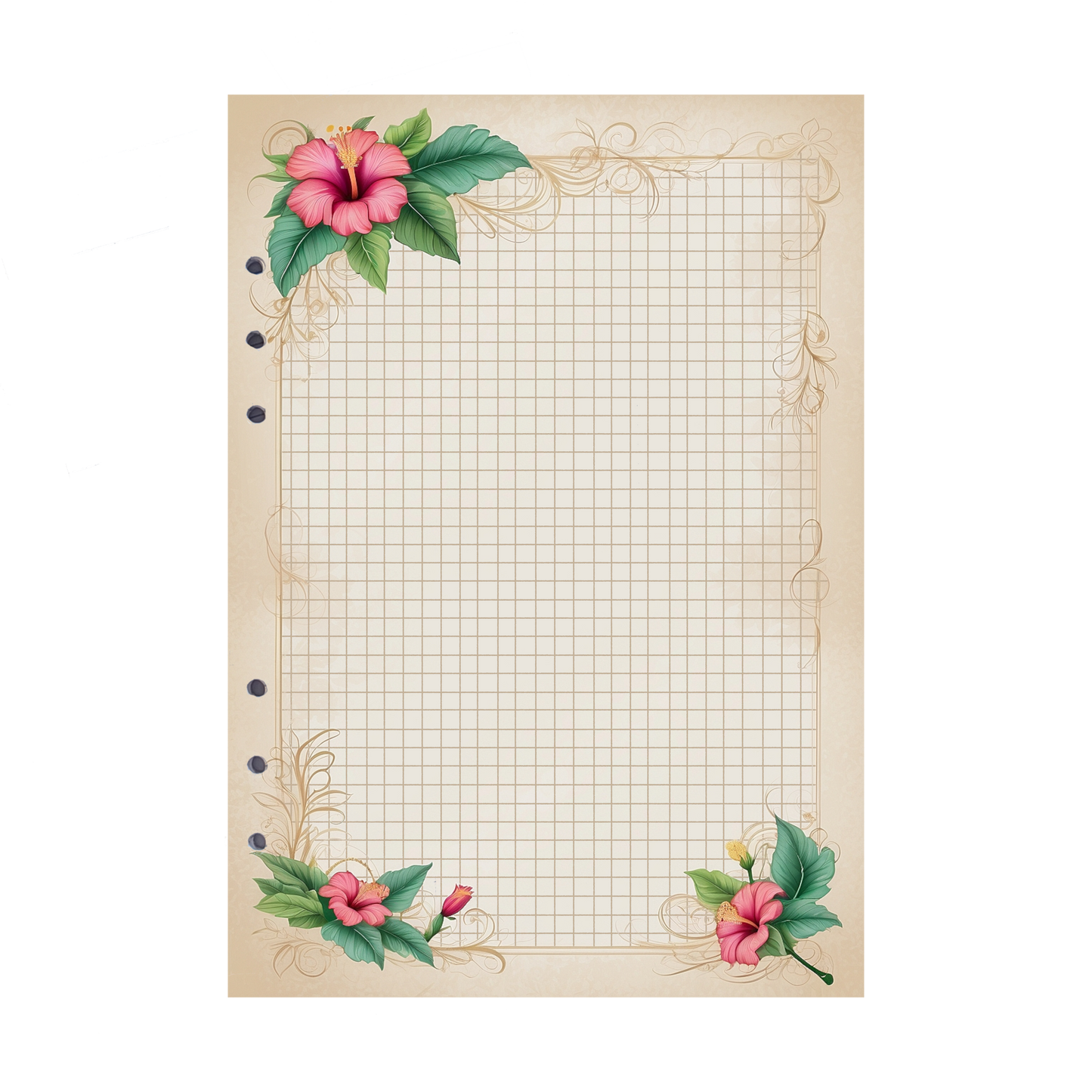 DIN A5 Ringbucheinlagen 6-fach Lochung mit Motiv | Bild Hibiskus 13