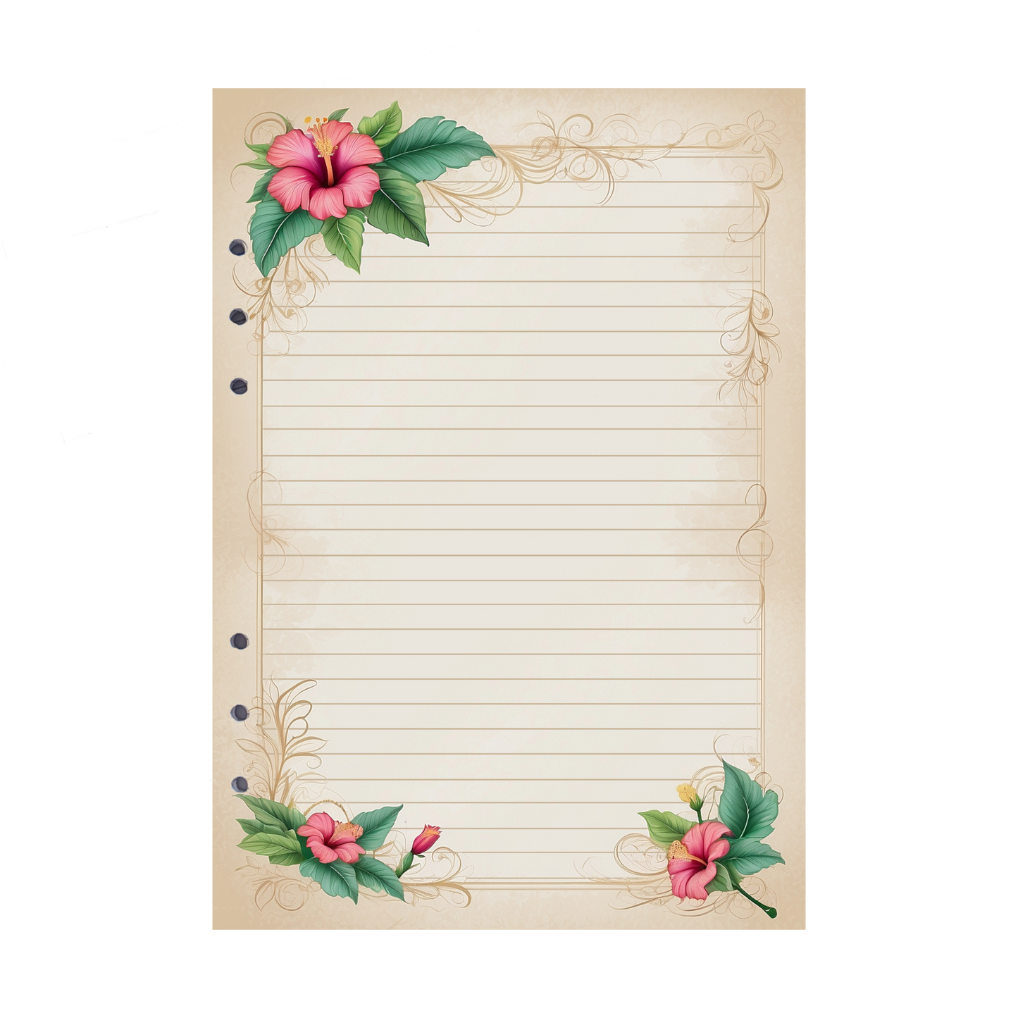 DIN A5 Ringbucheinlagen 6-fach Lochung mit Motiv | Bild Hibiskus 13