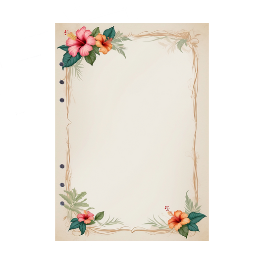 DIN A5 Ringbucheinlagen 6-fach Lochung mit Motiv | Bild Hibiskus 15