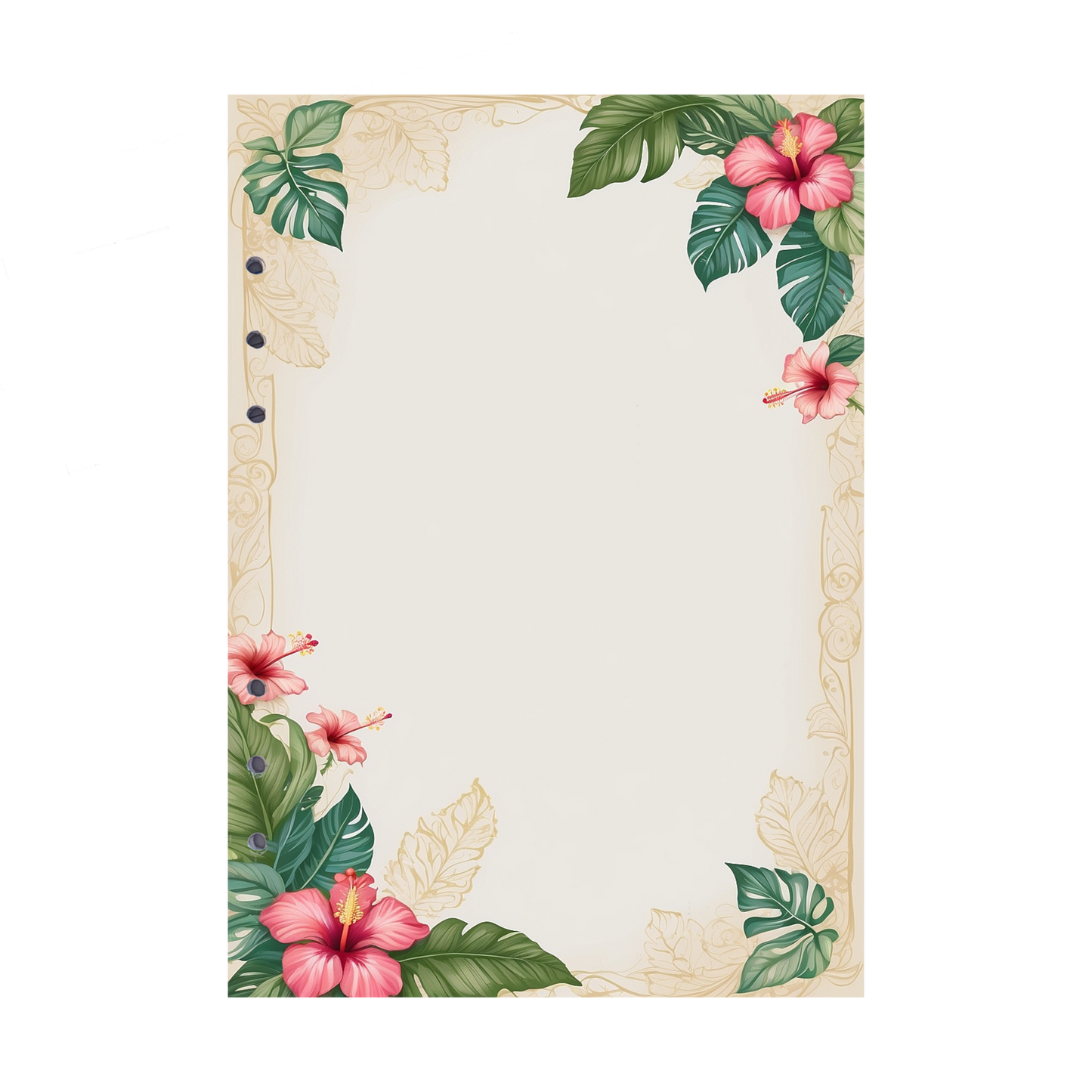 DIN A5 Ringbucheinlagen 6-fach Lochung mit Motiv | Bild Hibiskus 16