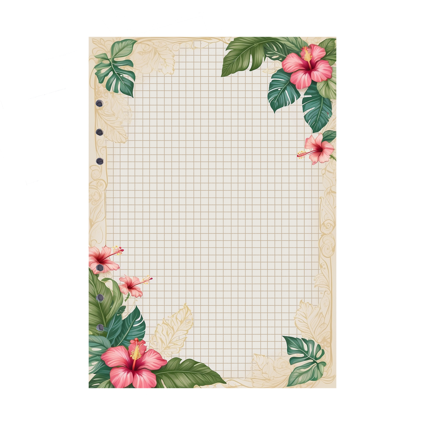 DIN A5 Ringbucheinlagen 6-fach Lochung mit Motiv | Bild Hibiskus 16