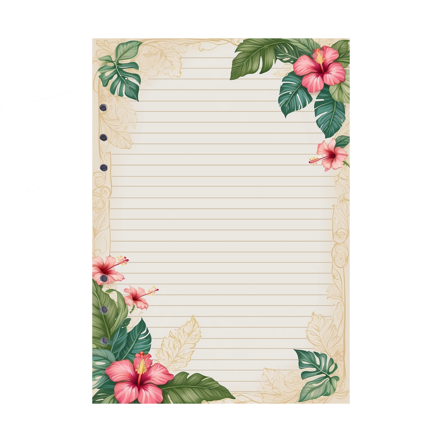DIN A5 Ringbucheinlagen 6-fach Lochung mit Motiv | Bild Hibiskus 16