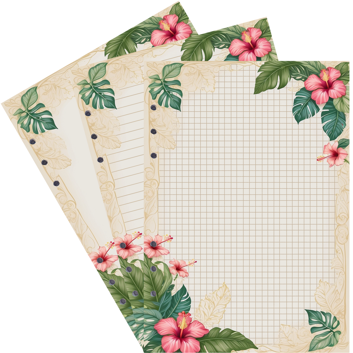 DIN A5 Ringbucheinlagen 6-fach Lochung mit Motiv | Bild Hibiskus 16