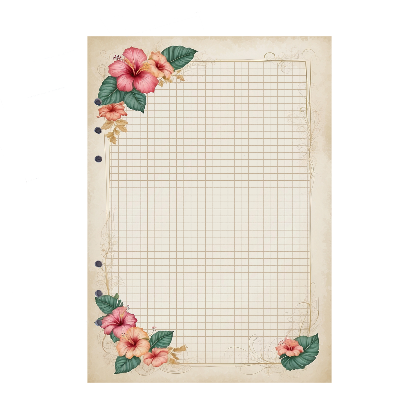 DIN A5 Ringbucheinlagen 6-fach Lochung mit Motiv | Bild Hibiskus 18