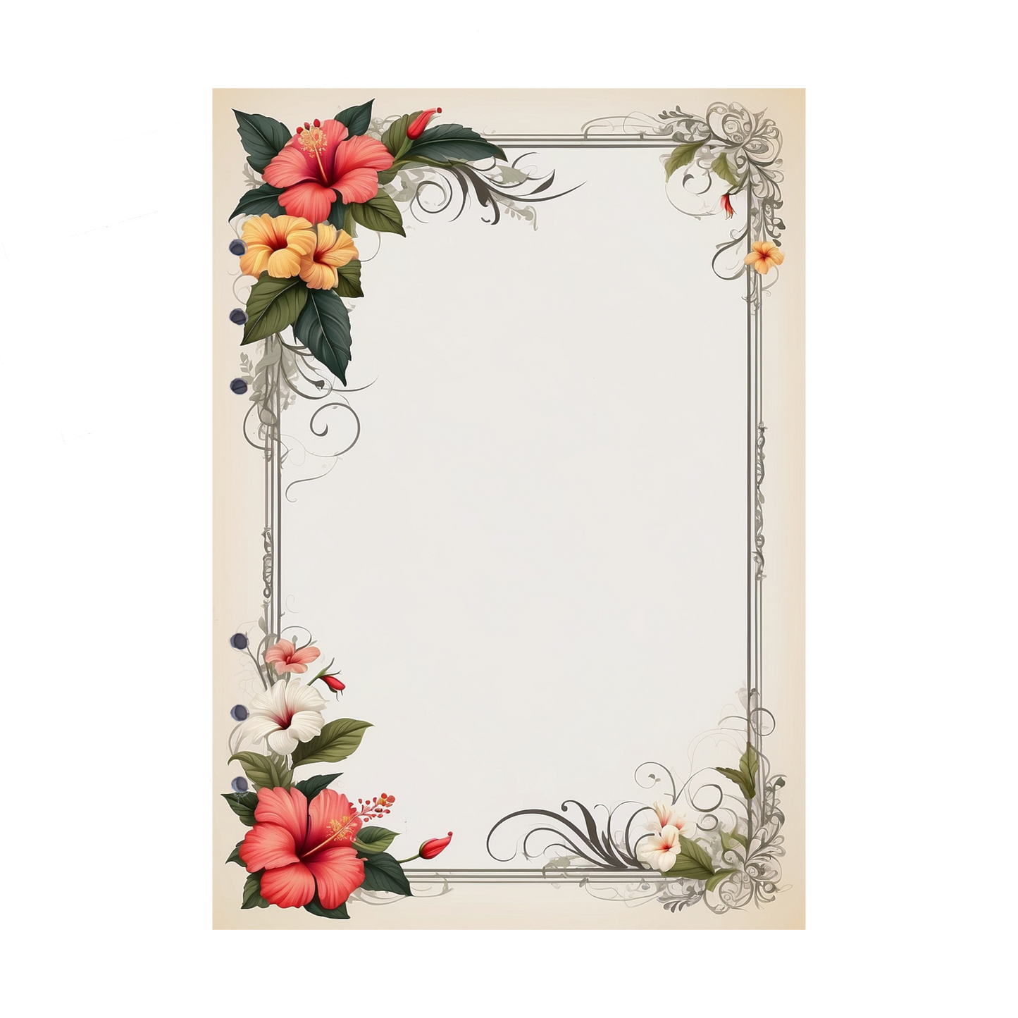 DIN A5 Ringbucheinlagen 6-fach Lochung mit Motiv | Bild Hibiskus 19