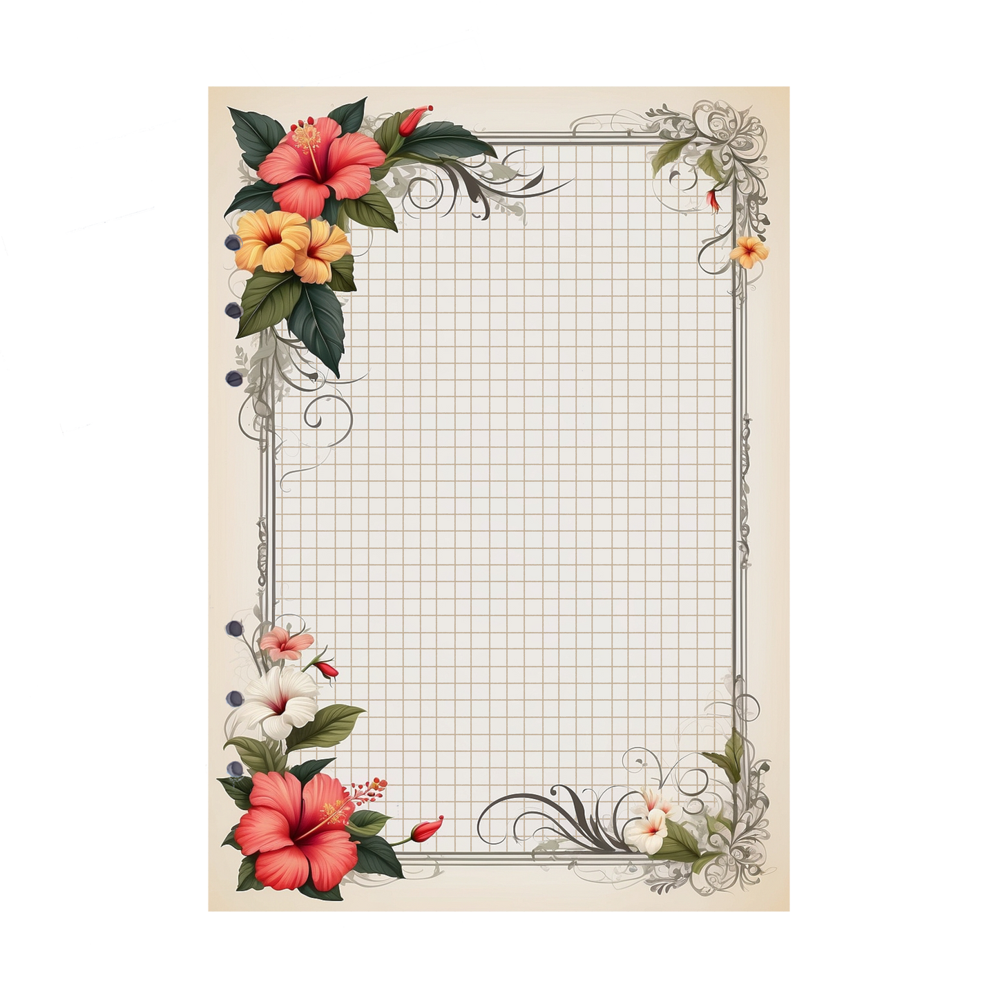 DIN A5 Ringbucheinlagen 6-fach Lochung mit Motiv | Bild Hibiskus 19