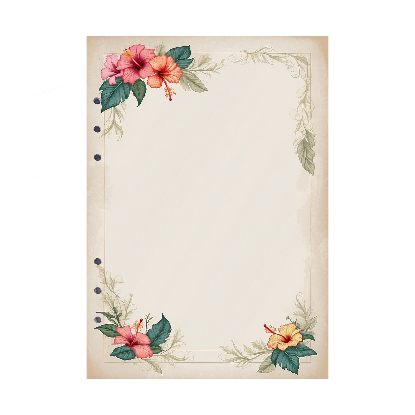 DIN A5 Ringbucheinlagen 6-fach Lochung mit Motiv | Bild Hibiskus 2