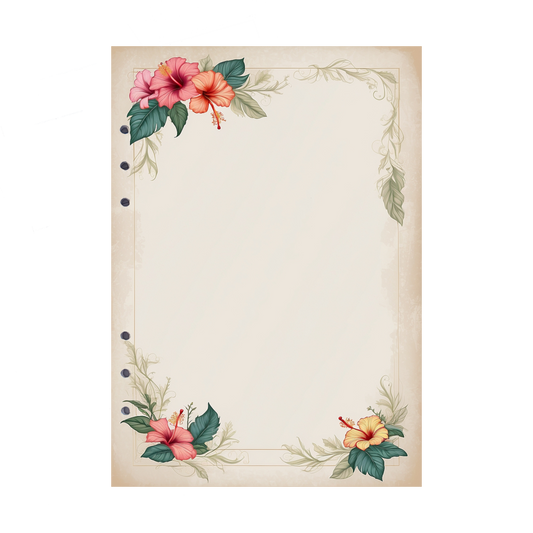 DIN A5 Ringbucheinlagen 6-fach Lochung mit Motiv | Bild Hibiskus 2