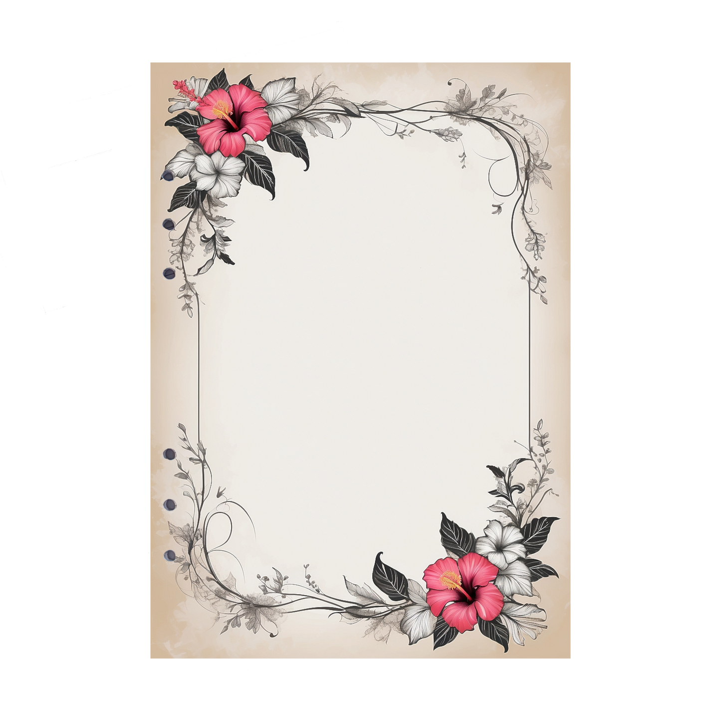 DIN A5 Ringbucheinlagen 6-fach Lochung mit Motiv | Bild Hibiskus 20