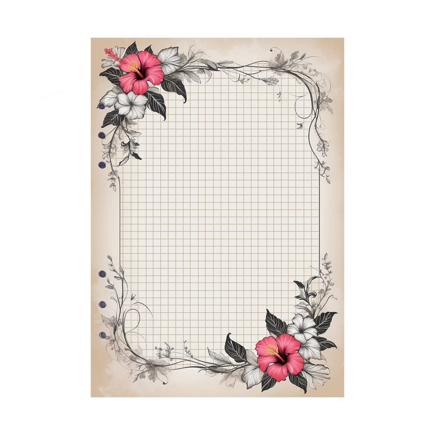 DIN A5 Ringbucheinlagen 6-fach Lochung mit Motiv | Bild Hibiskus 20