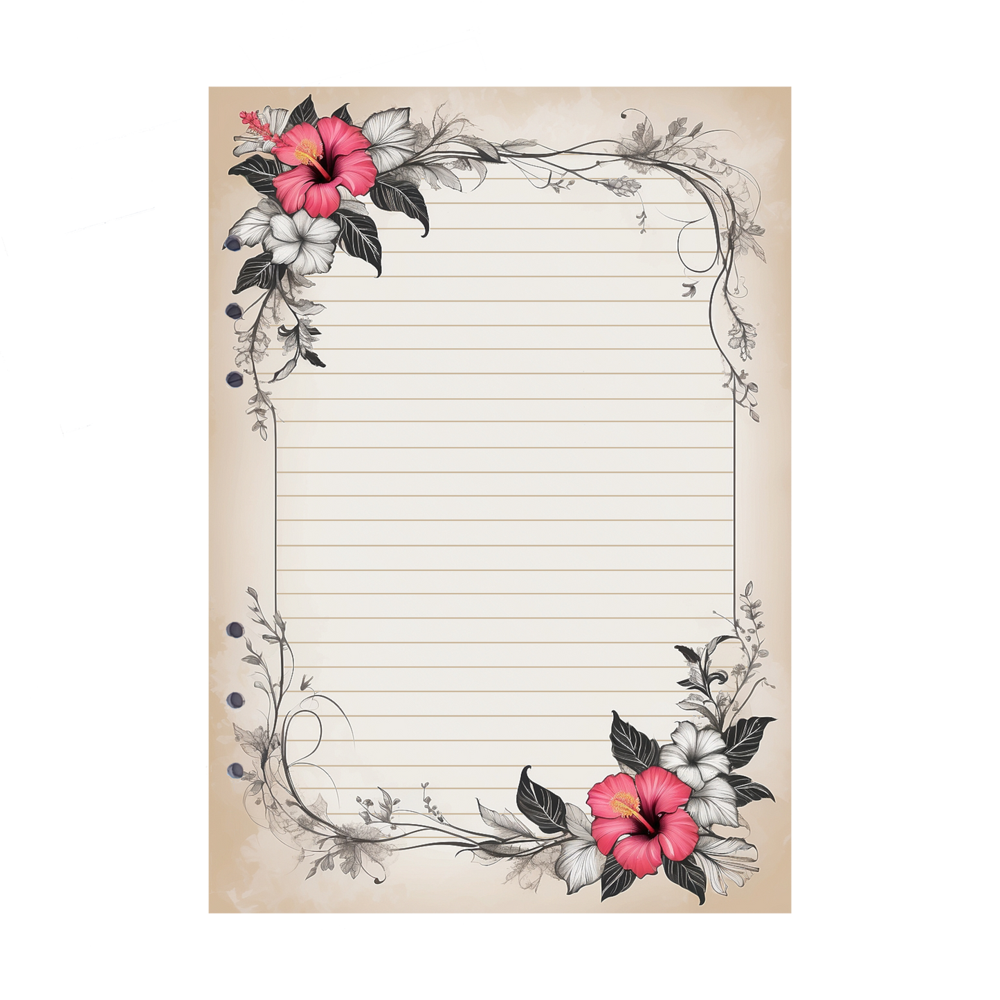 DIN A5 Ringbucheinlagen 6-fach Lochung mit Motiv | Bild Hibiskus 20