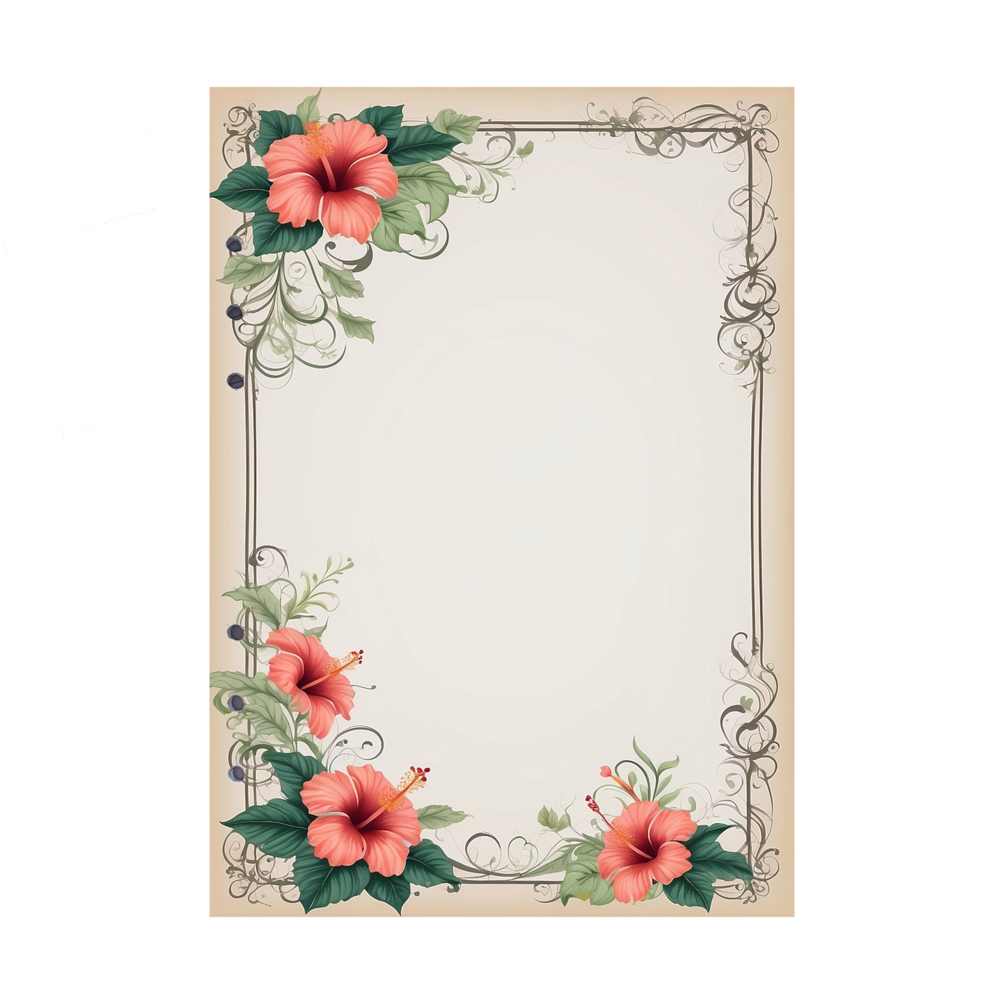 DIN A5 Ringbucheinlagen 6-fach Lochung mit Motiv | Bild Hibiskus 21