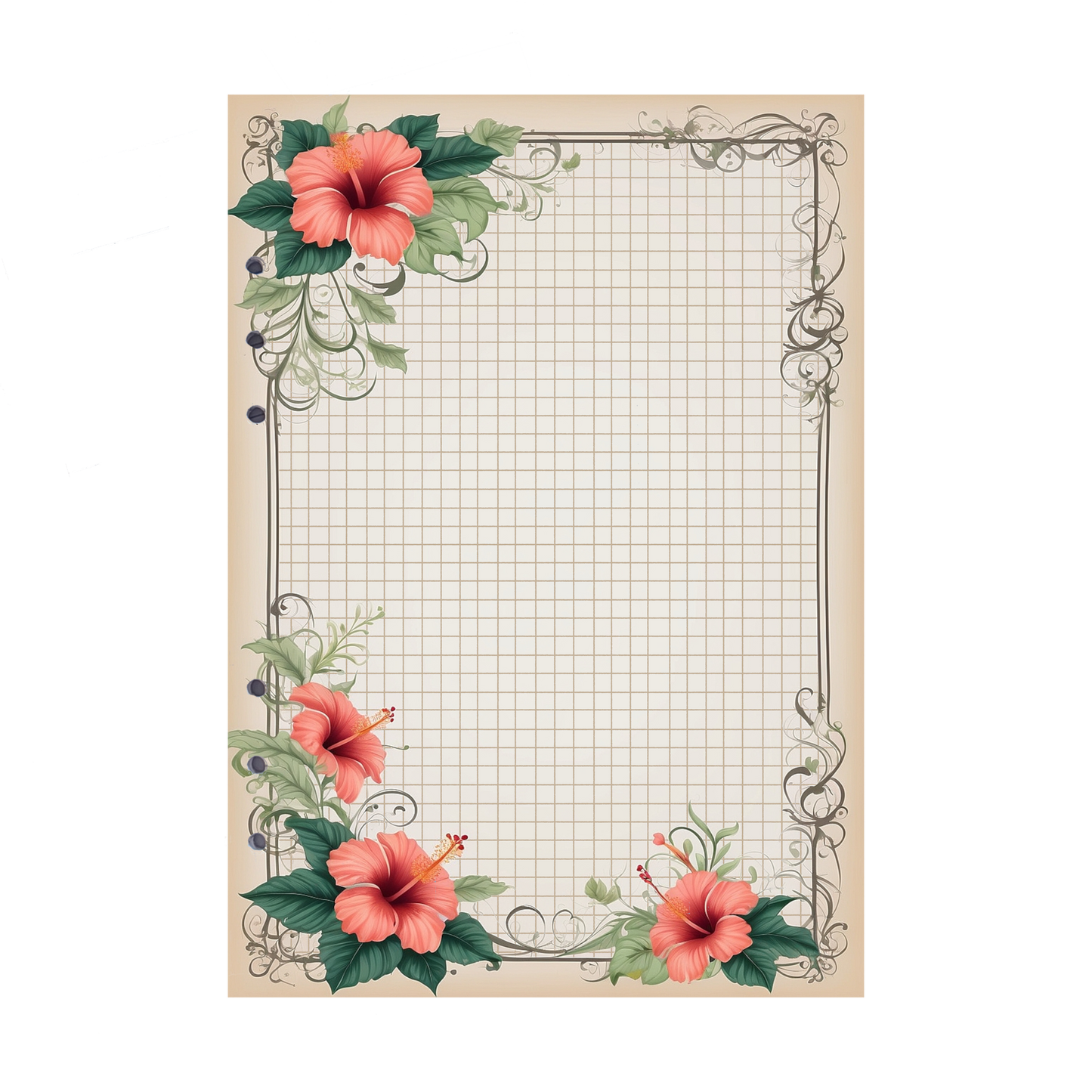 DIN A5 Ringbucheinlagen 6-fach Lochung mit Motiv | Bild Hibiskus 21