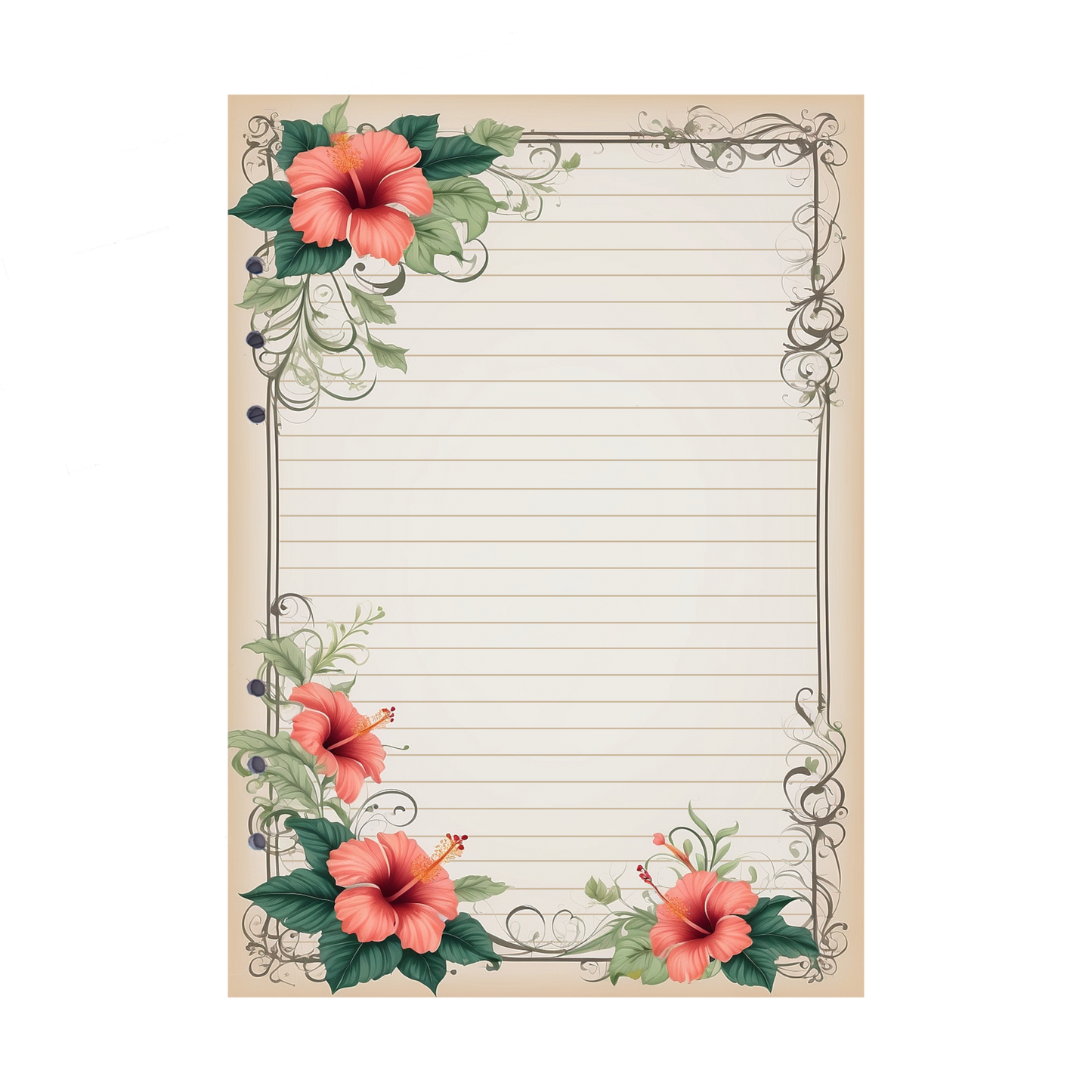 DIN A5 Ringbucheinlagen 6-fach Lochung mit Motiv | Bild Hibiskus 21