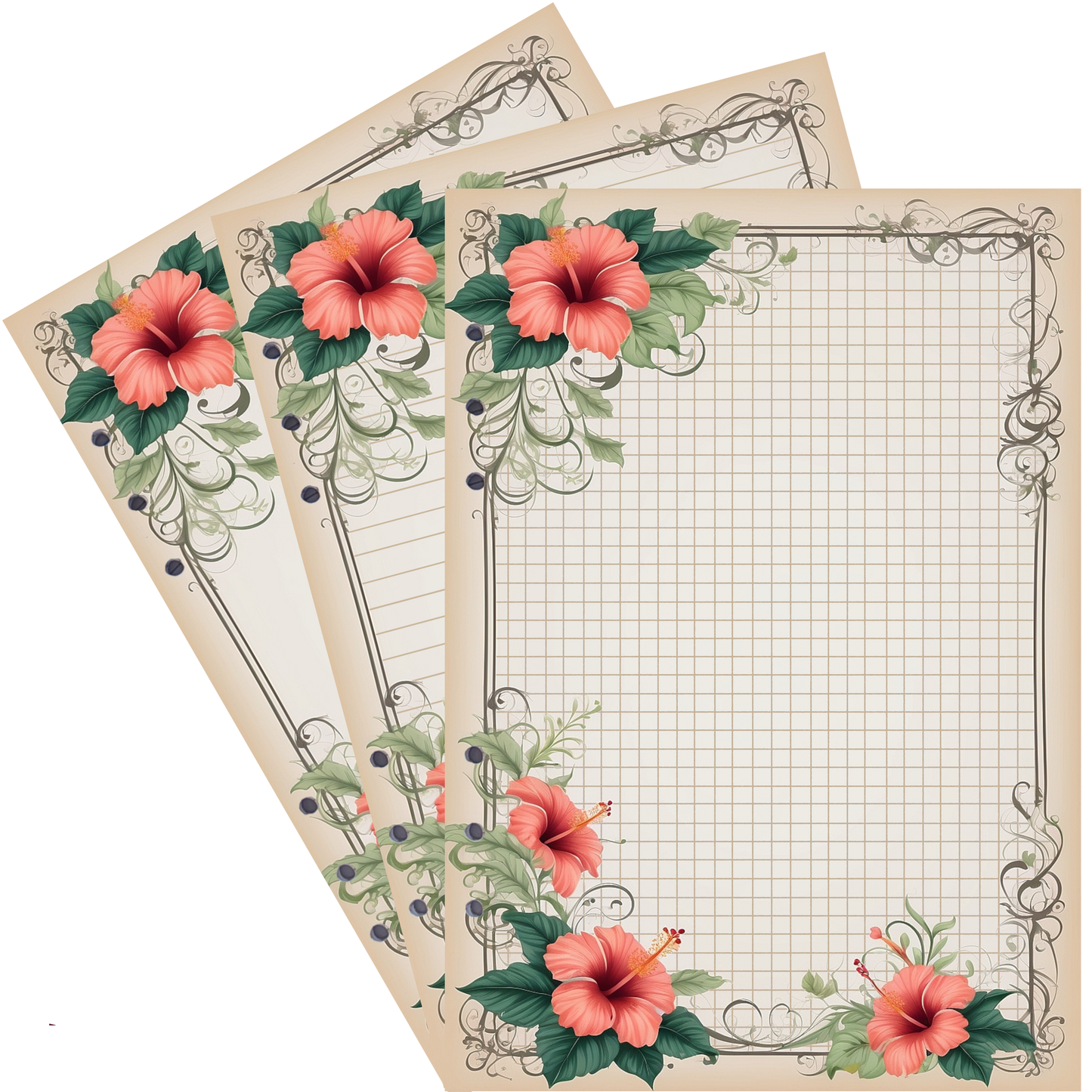 DIN A5 Ringbucheinlagen 6-fach Lochung mit Motiv | Bild Hibiskus 21