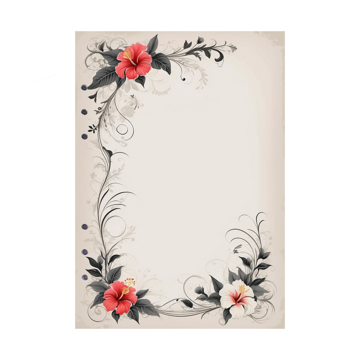 DIN A5 Ringbucheinlagen 6-fach Lochung mit Motiv | Bild Hibiskus 22