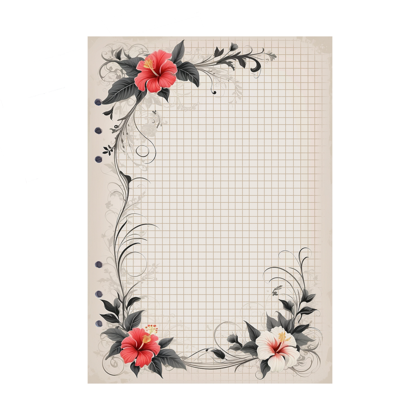 DIN A5 Ringbucheinlagen 6-fach Lochung mit Motiv | Bild Hibiskus 22