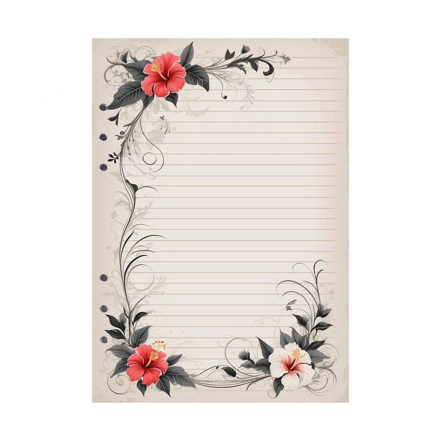 DIN A5 Ringbucheinlagen 6-fach Lochung mit Motiv | Bild Hibiskus 22