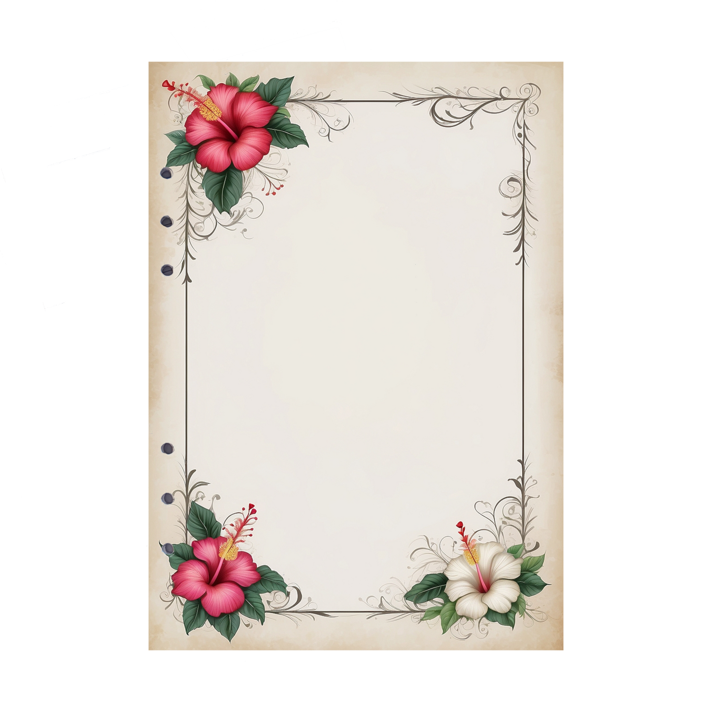 DIN A5 Ringbucheinlagen 6-fach Lochung mit Motiv | Bild Hibiskus 23