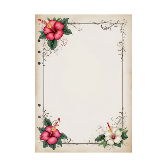 DIN A5 Ringbucheinlagen 6-fach Lochung mit Motiv | Bild Hibiskus 23