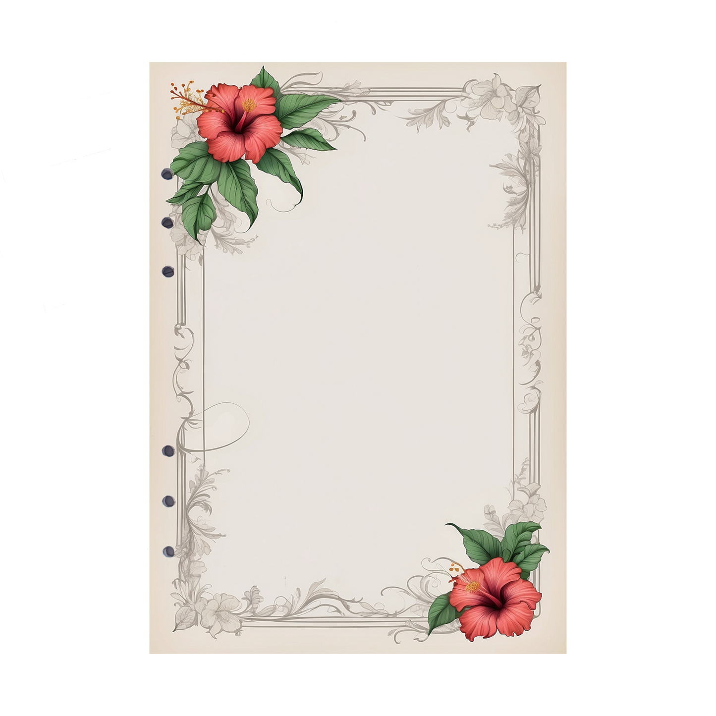 DIN A5 Ringbucheinlagen 6-fach Lochung mit Motiv | Bild Hibiskus 24