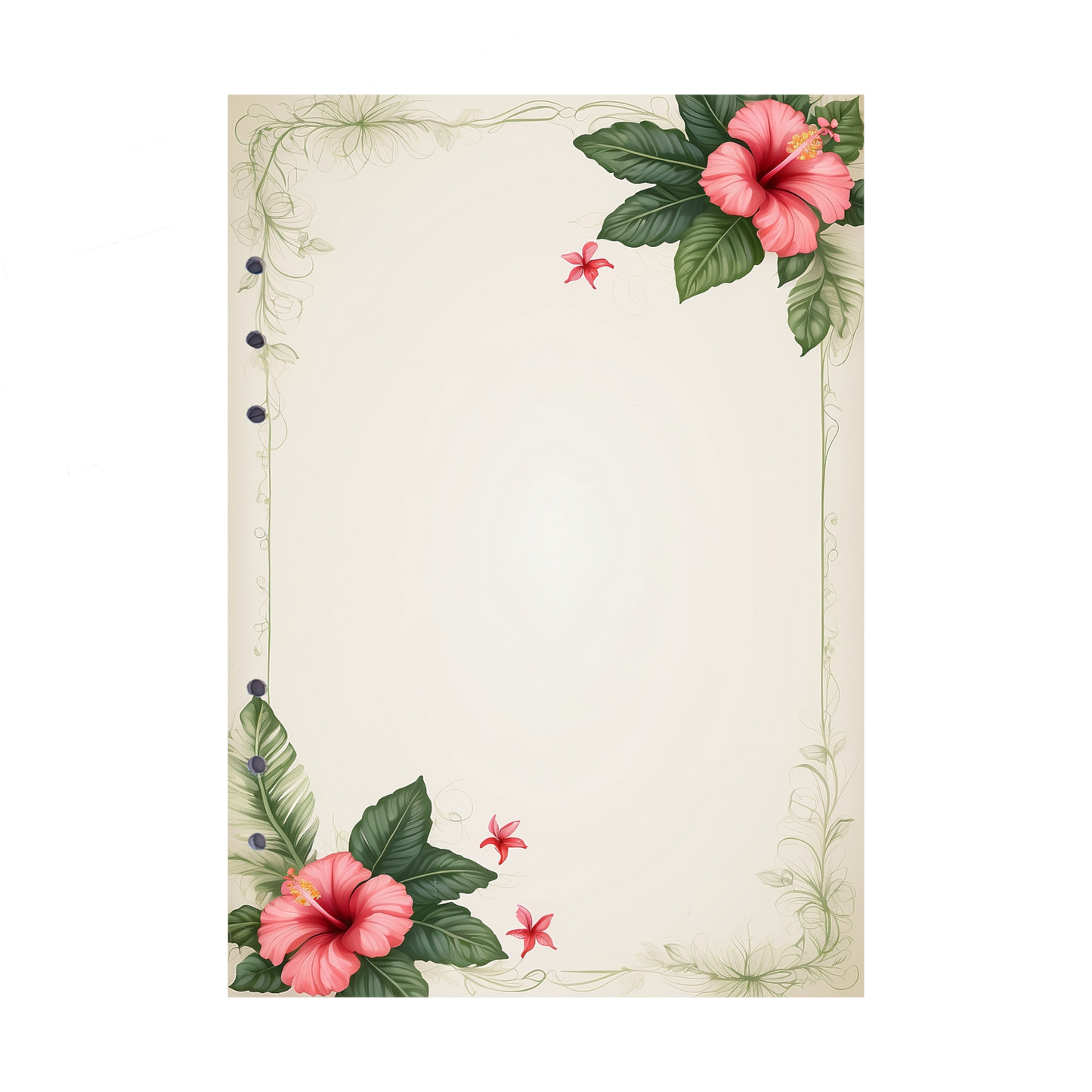 DIN A5 Ringbucheinlagen 6-fach Lochung mit Motiv | Bild Hibiskus 25