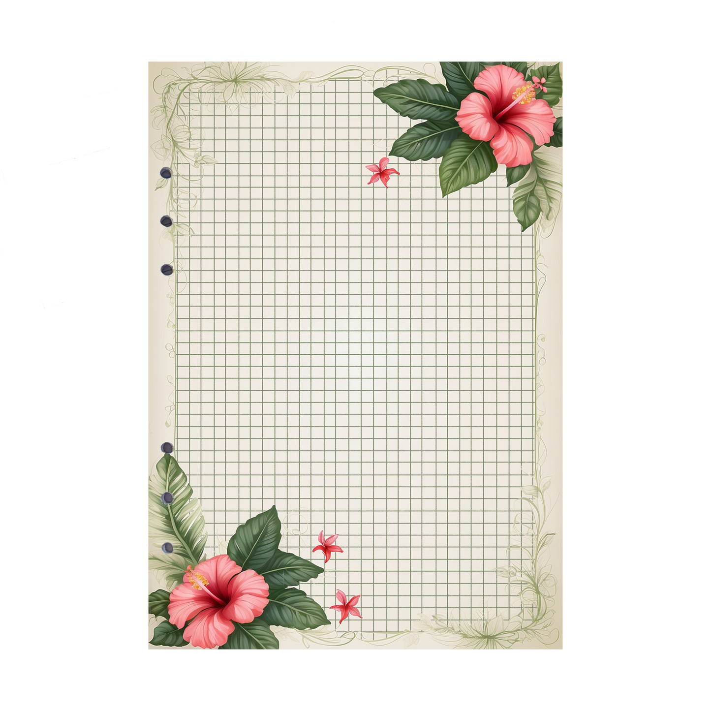 DIN A5 Ringbucheinlagen 6-fach Lochung mit Motiv | Bild Hibiskus 25