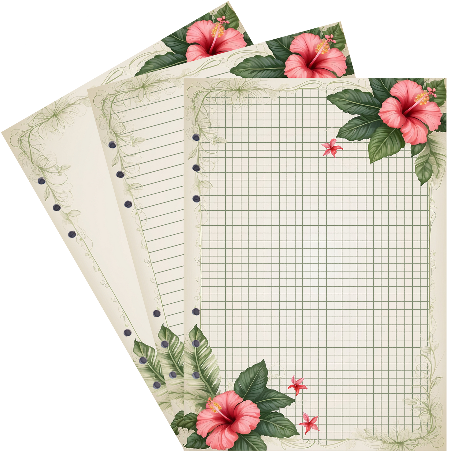 DIN A5 Ringbucheinlagen 6-fach Lochung mit Motiv | Bild Hibiskus 25