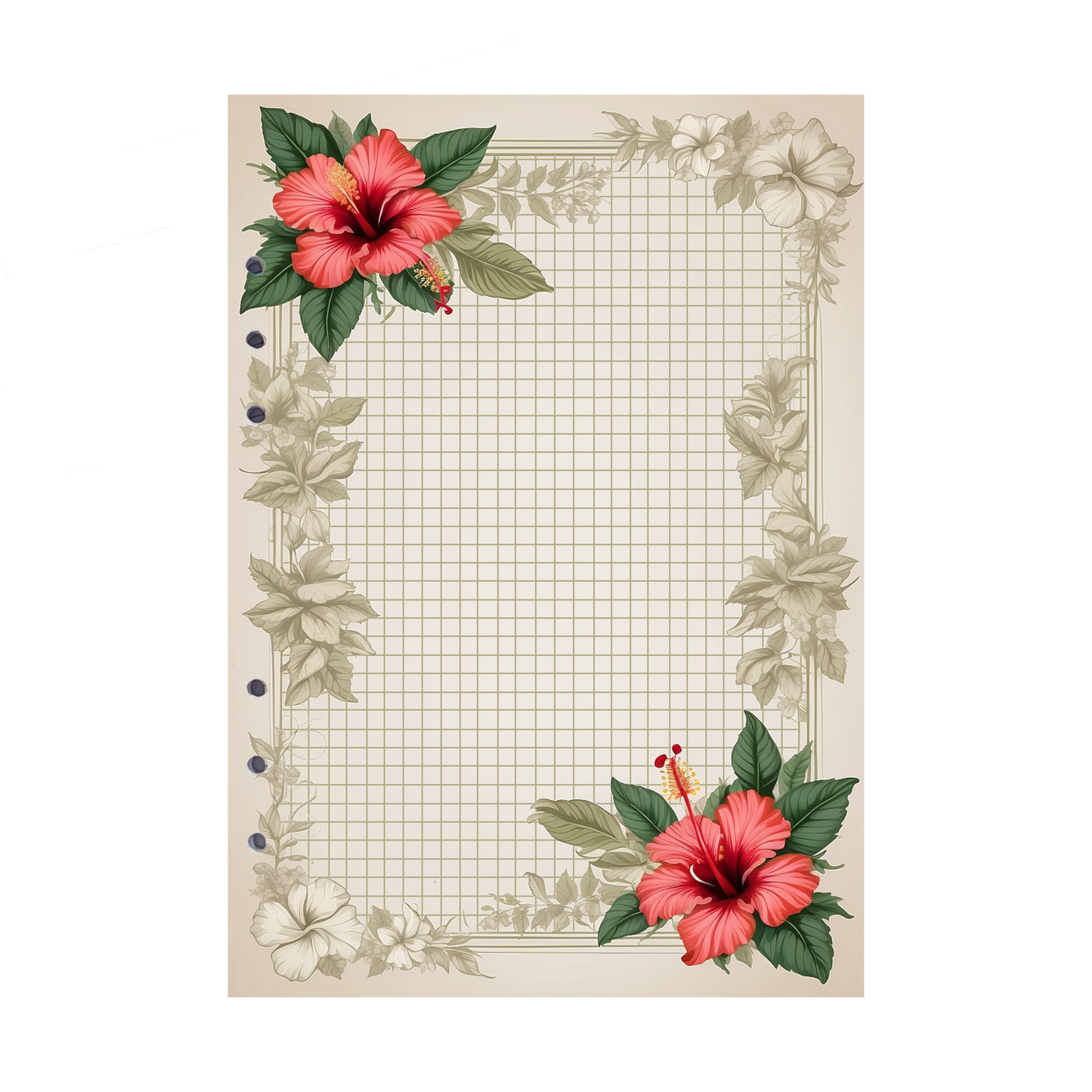 DIN A5 Ringbucheinlagen 6-fach Lochung mit Motiv | Bild Hibiskus 26