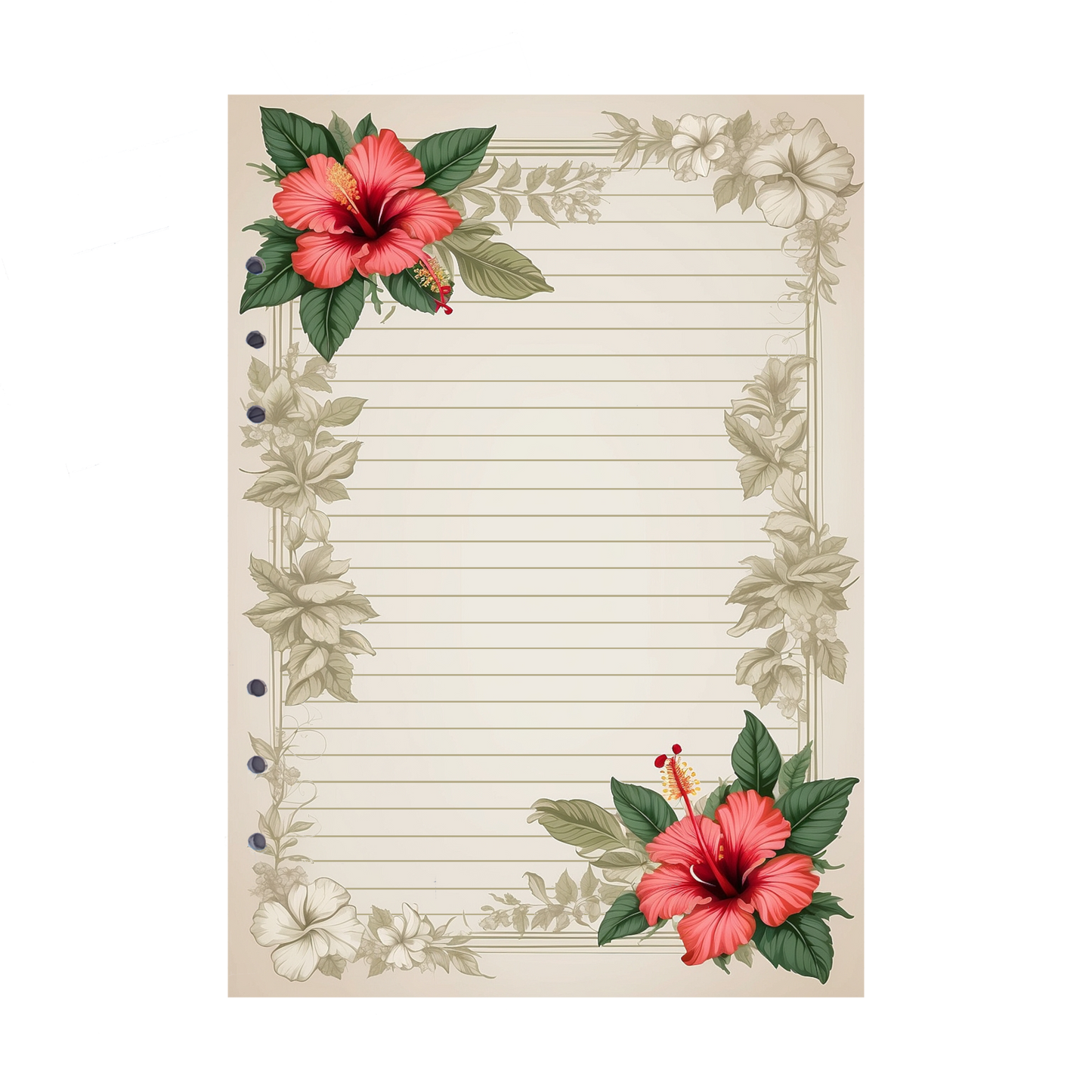 DIN A5 Ringbucheinlagen 6-fach Lochung mit Motiv | Bild Hibiskus 26