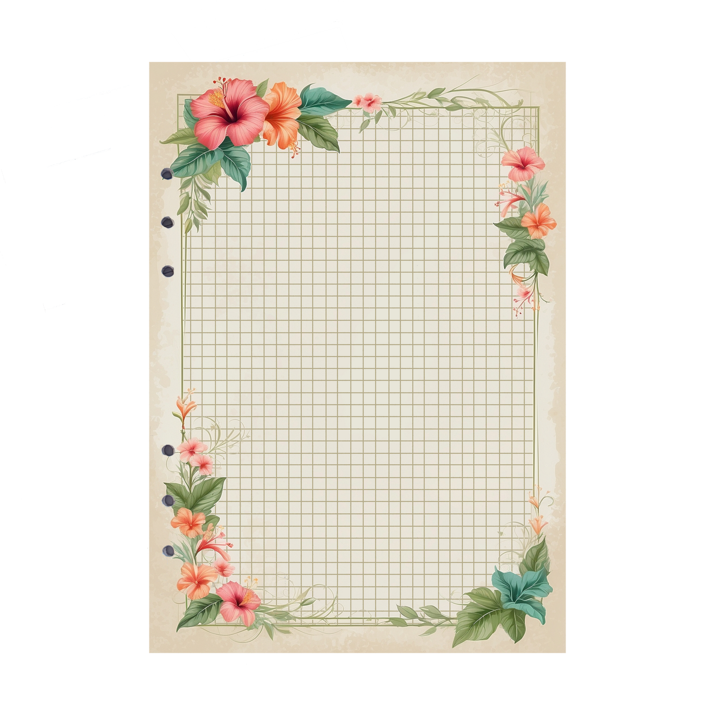 DIN A5 Ringbucheinlagen 6-fach Lochung mit Motiv | Bild Hibiskus 27