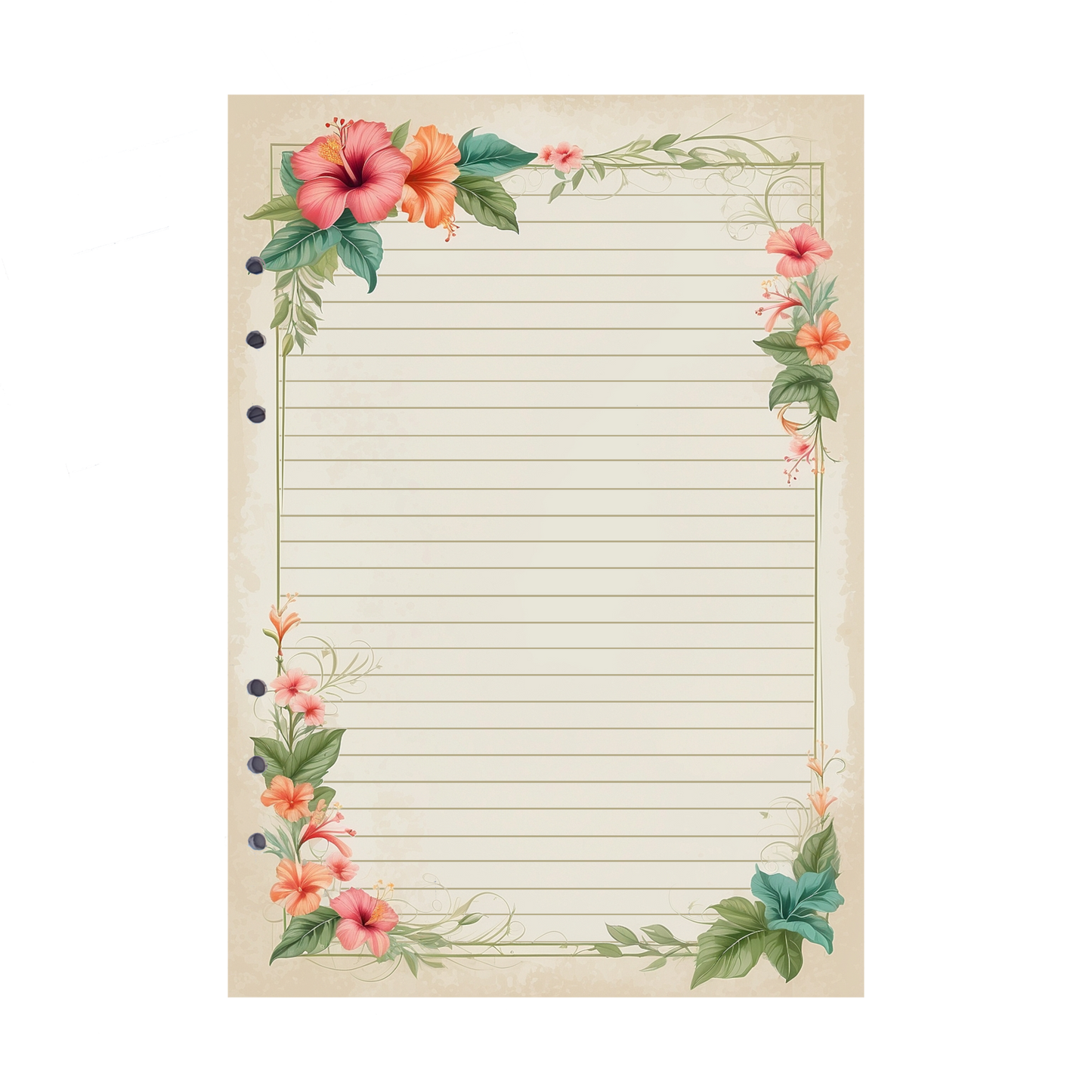 DIN A5 Ringbucheinlagen 6-fach Lochung mit Motiv | Bild Hibiskus 27