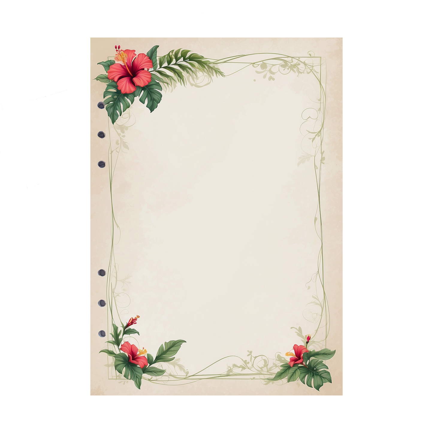 DIN A5 Ringbucheinlagen 6-fach Lochung mit Motiv | Bild Hibiskus 3