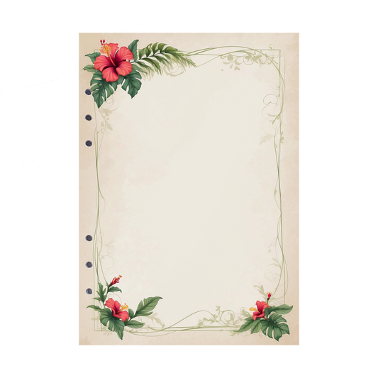 DIN A5 Ringbucheinlagen 6-fach Lochung mit Motiv | Bild Hibiskus 3