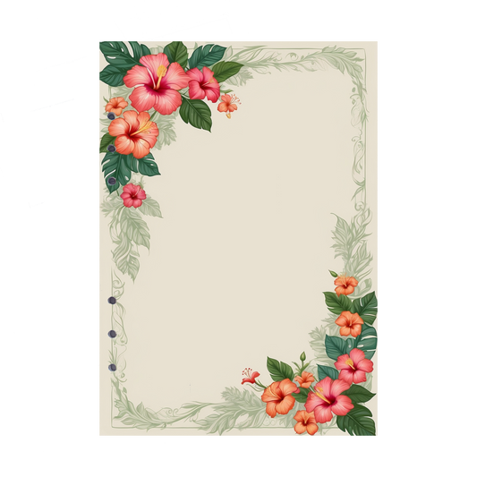 DIN A5 Ringbucheinlagen 6-fach Lochung mit Motiv | Bild Hibiskus 31