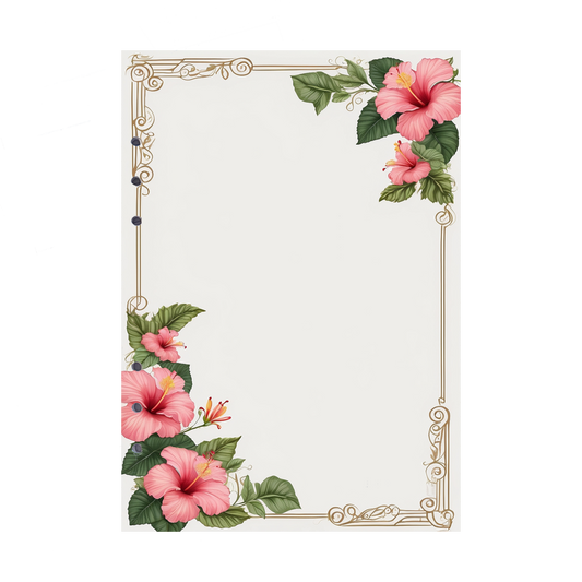 DIN A5 Ringbucheinlagen 6-fach Lochung mit Motiv | Bild Hibiskus 32