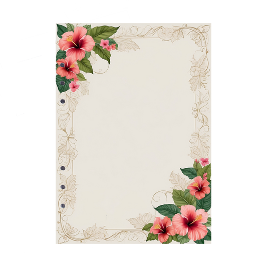 DIN A5 Ringbucheinlagen 6-fach Lochung mit Motiv | Bild Hibiskus 33